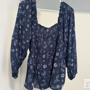 Madewell smocked long sleeve top
